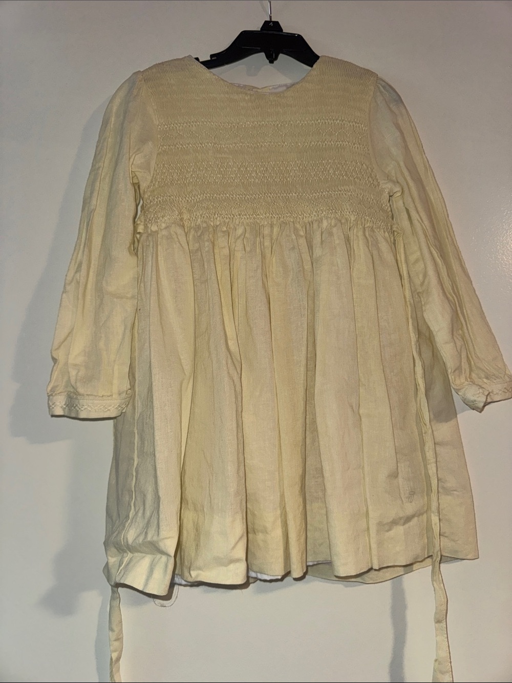 Edgehill Collection Cream Smocked Long-Sleeve Girls Dress